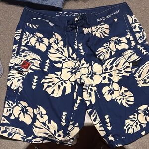 Maui Rippers Navy Floral Men's Board Shorts